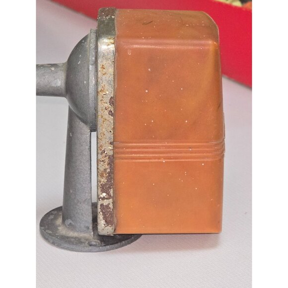 Vintage BOSTON BULLDOG Pencil Sharpener Orange Swirl Bakelite - Picture 3 of 16